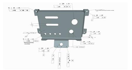 Pièce CAO dans Open Inventor, avec ses PMI et ses arêtes CAO dans Open Inventor